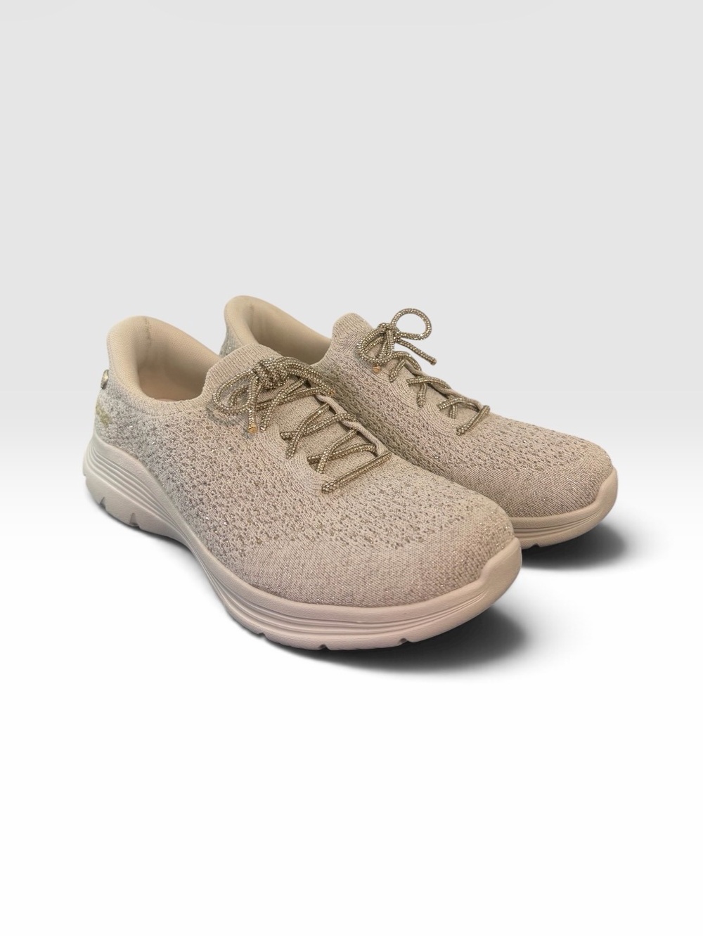 Skechers Martha Stewart Slip-Ins Rhinestone Sneakers Beige US 9 NWT